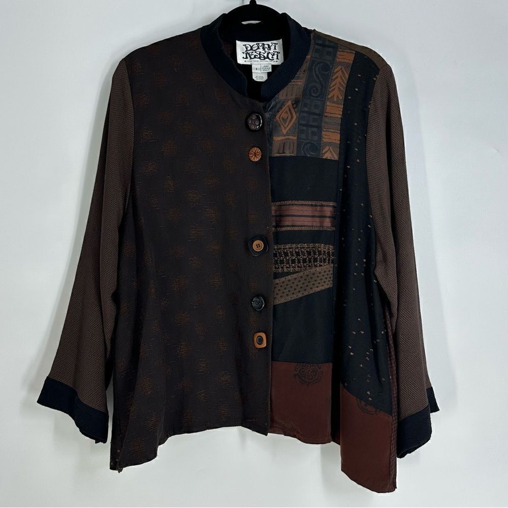 DONNA JESSICA Vintage Art to Wear Patchwork Lagenlook Cardigan Sz 1 S/M